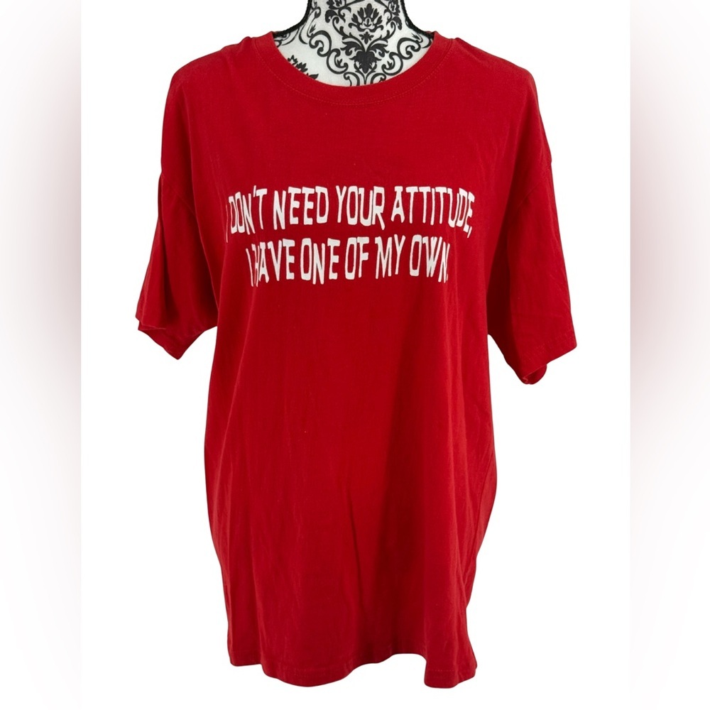 Highland Outfitters Cotton Red Graphic Tee I Don’t Need Your Attitude Shirt